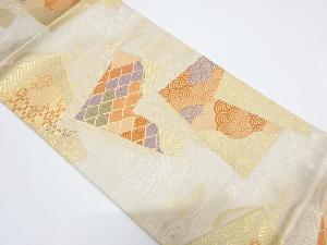 アンティーク　色紙に古典柄織り出し袋帯（材料）